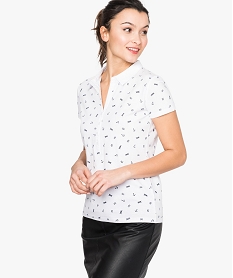 GEMO Polo femme à petits motifs et col chemise Imprimé